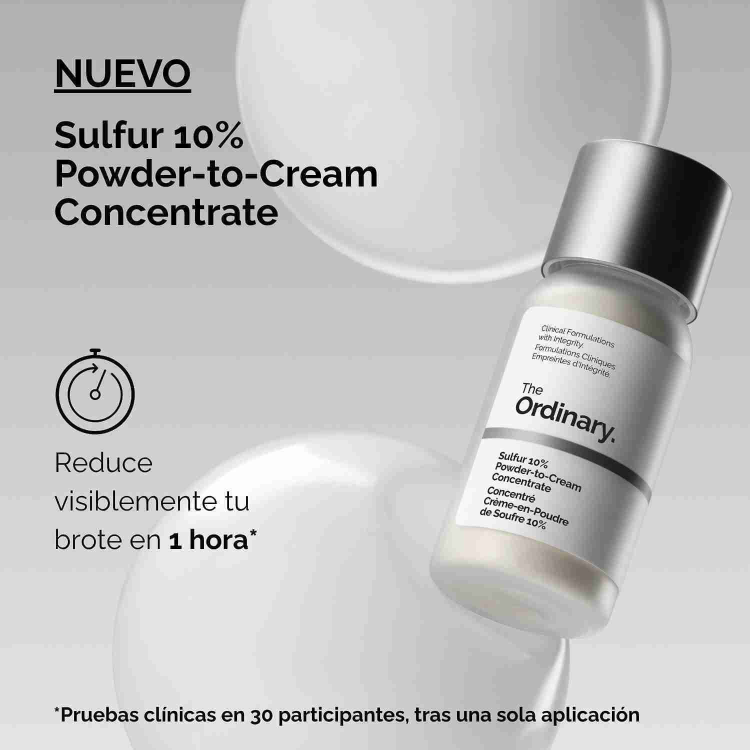 SULFUR 10% POWDER-TO-CREAM CONCENTRATE (CONCENTRADO DE AZUFRE AL 10% EN TEXTURA POLVO A CREMA PARA DISMINUIR BROTES)